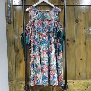 Patrizia Luca Multicolor Patterned Dress Floral Garden Wedding Guest Ribbon